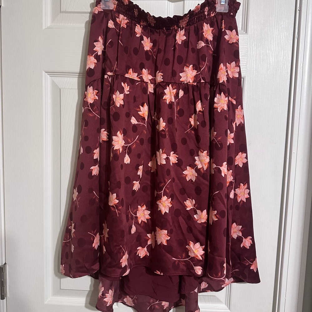 Draper James Burgundy Floral High-Low Skirt